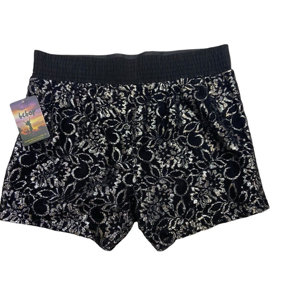 Brand new with Tags Ladies Bebop Black and Silver Lace Shorts Size Medium